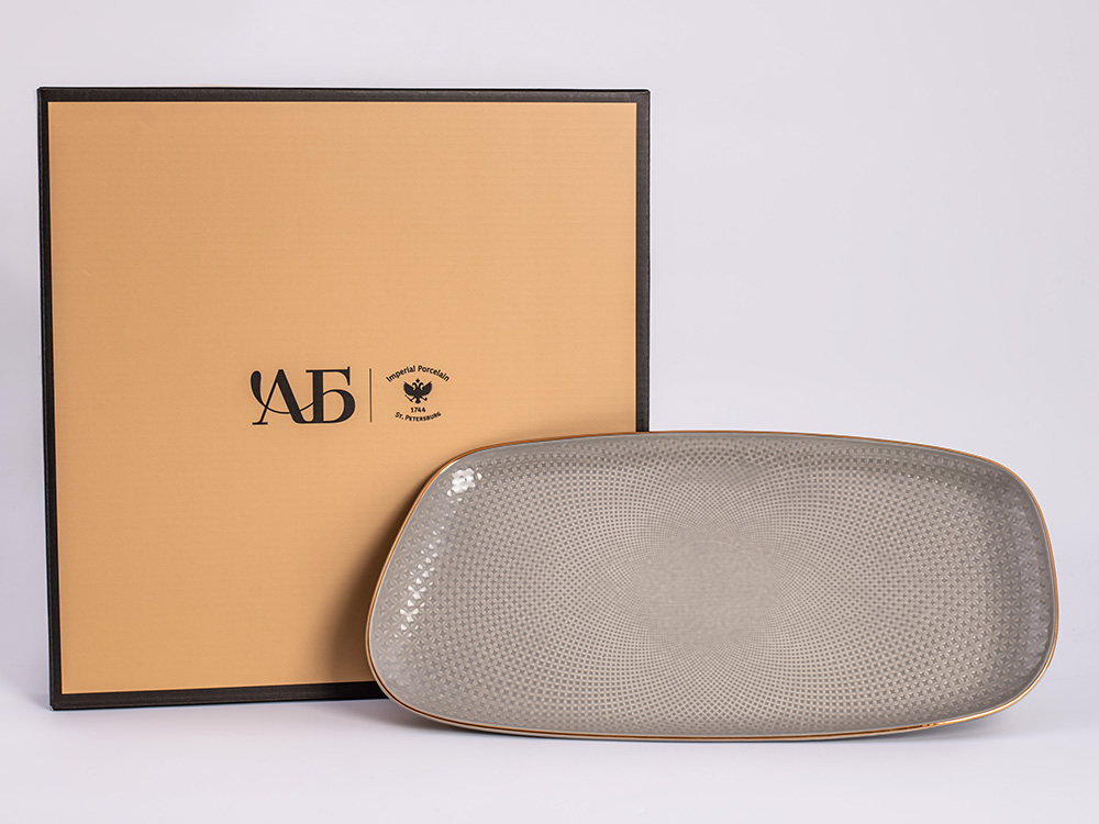 Блюдо прямоугольное асимметричное 350х170 мм, коллекция Калейдоскоп, арт. 01.00052.16